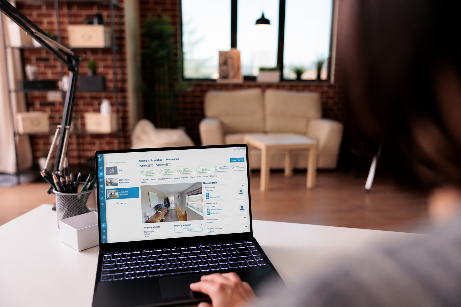 MyKii property software displayed on a laptop in an estate agency